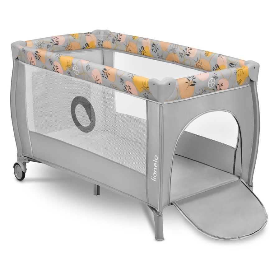 Lionelo - Prenosna posteljica STEFI PLUS, rožnata/rumena