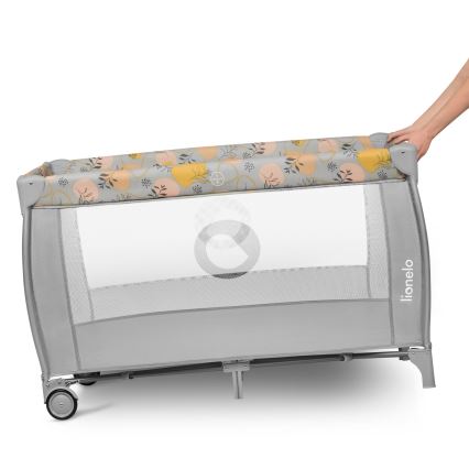 Lionelo - Prenosna posteljica STEFI PLUS, rožnata/rumena