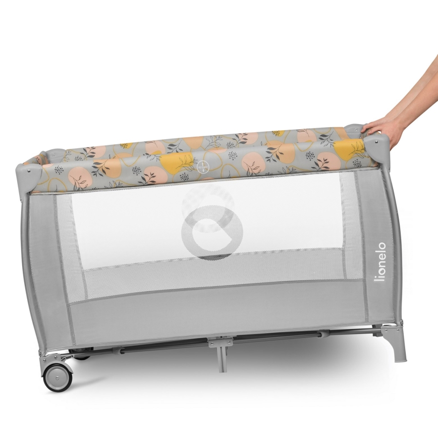 Lionelo - Prenosna posteljica STEFI PLUS, rožnata/rumena