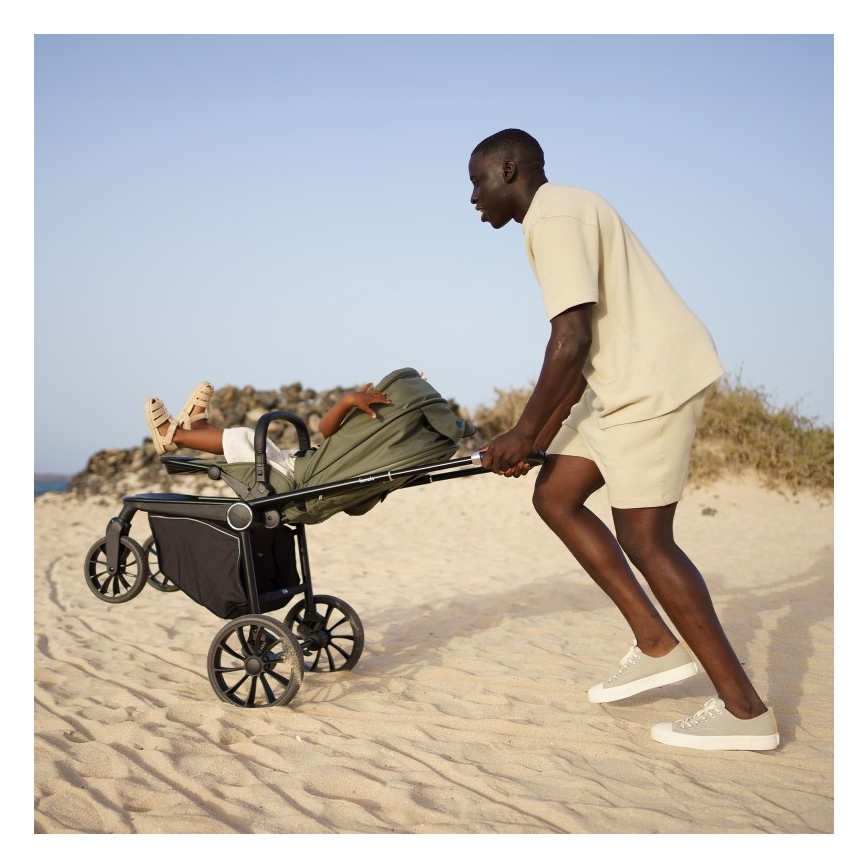 Lionelo - Športni otroški voziček MIKA PLUS olivno zelene barve