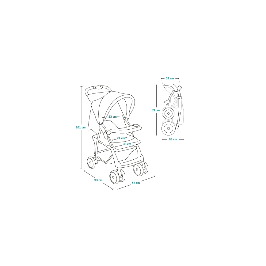 Lionelo - Športni voziček EMMA PLUS siva/črna