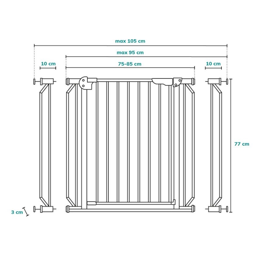 Lionelo - Varnostna ograja TRUUS SLIM LED 1xAAA bela