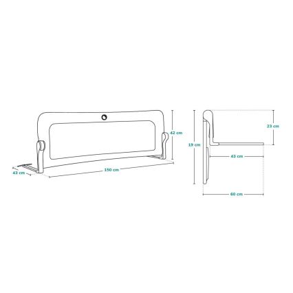 Lionelo - Varnostna ograja za posteljo EVA, siva