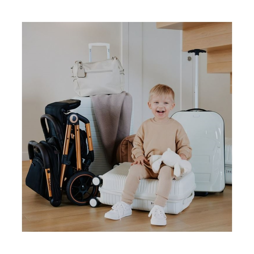 Lionelo - Voziček CLOE črna/modra/zlata