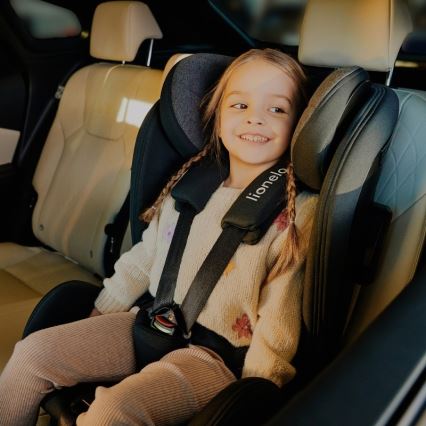 Lionelo - Vrtljiv avtosedež s bazo HARPER i-Size 76-150 cm Black Carbon