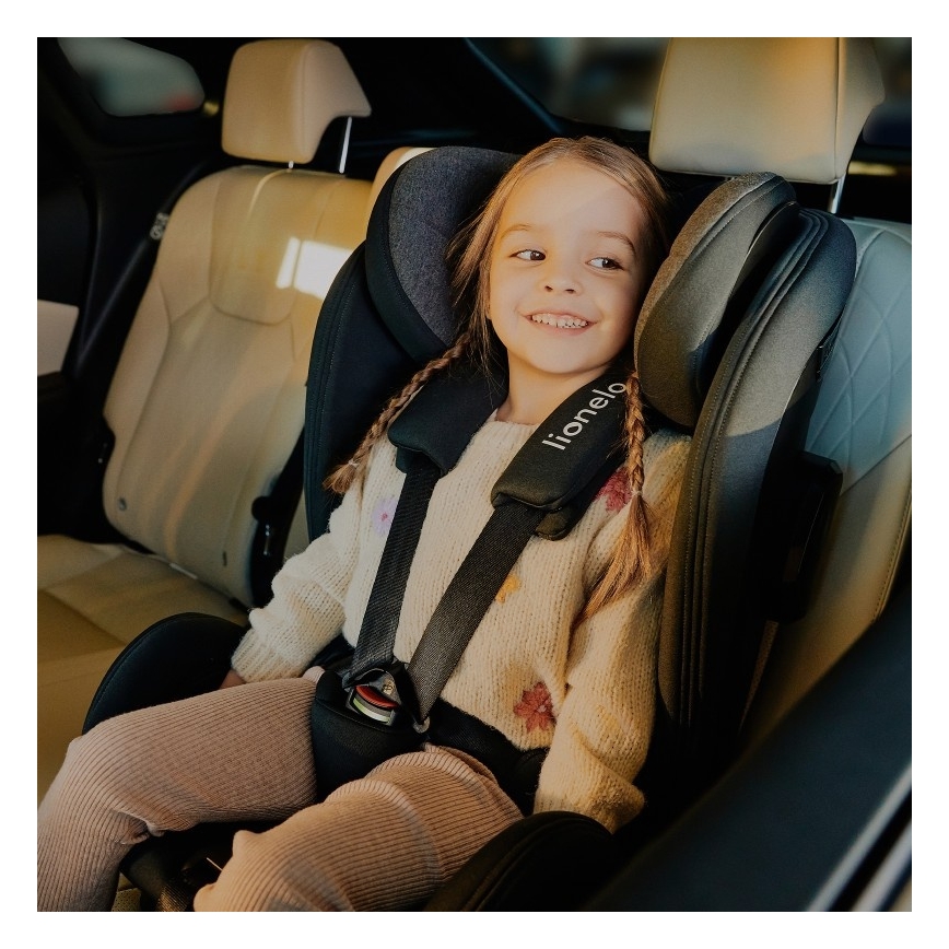 Lionelo - Vrtljiv avtosedež s bazo HARPER i-Size 76-150 cm Black Carbon