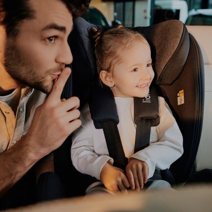 Lionelo - Vrtljiv avtosedež s bazo HARPER i-Size 76-150 cm Black Carbon