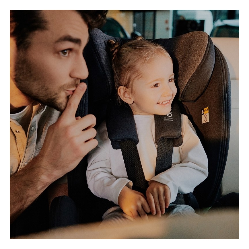 Lionelo - Vrtljiv avtosedež s bazo HARPER i-Size 76-150 cm Black Carbon