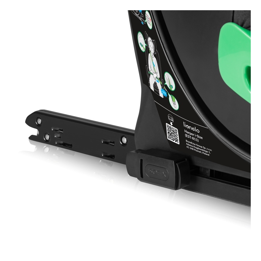 Lionelo - Vrtljiv avtosedež s bazo HARPER i-Size 76-150 cm Black Carbon