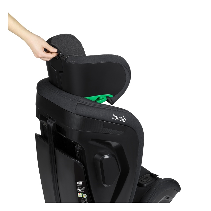 Lionelo - Vrtljiv avtosedež s bazo HARPER i-Size 76-150 cm Black Carbon