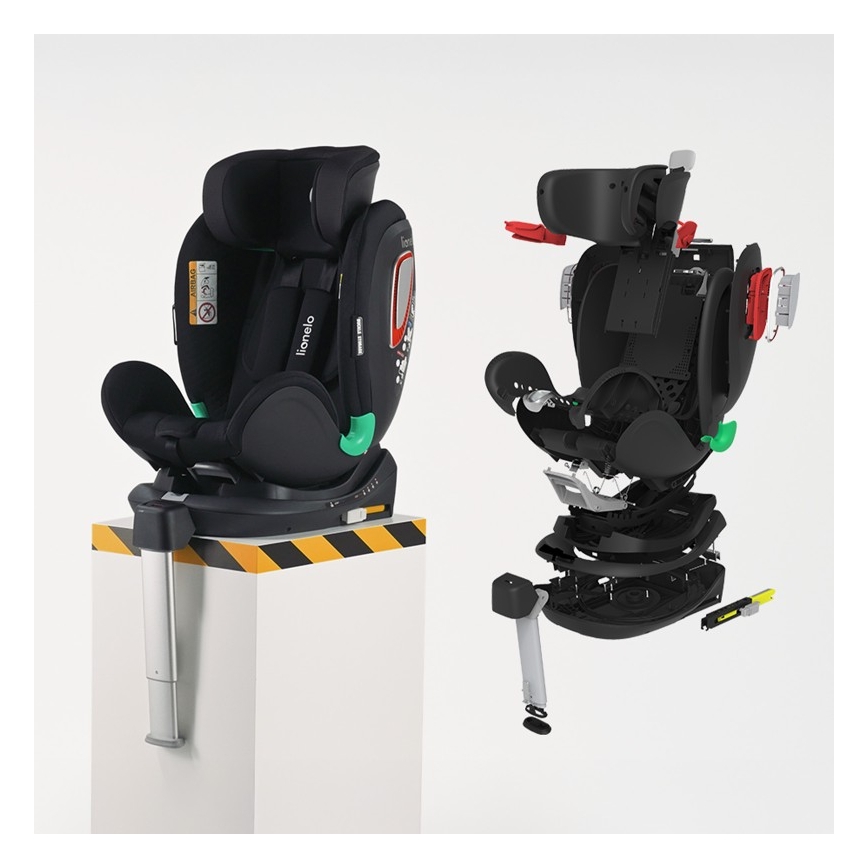 Lionelo - Vrtljiv avtosedež z bazo ANTOON PLUS i-Size 40-105 cm Black Onyx
