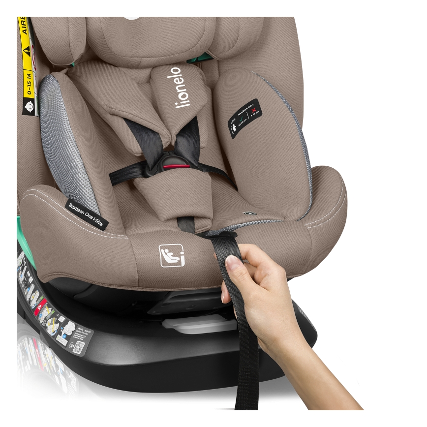 Lionelo - Vrtljiv avtosedež z bazo BASTIAAN ONE i-Size 40-150 cm Beige Sand