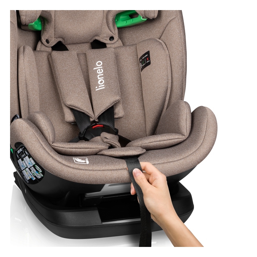 Lionelo - Vrtljiv avtosedež z bazo LAVENDER i-Size 76-150 cm bež latte