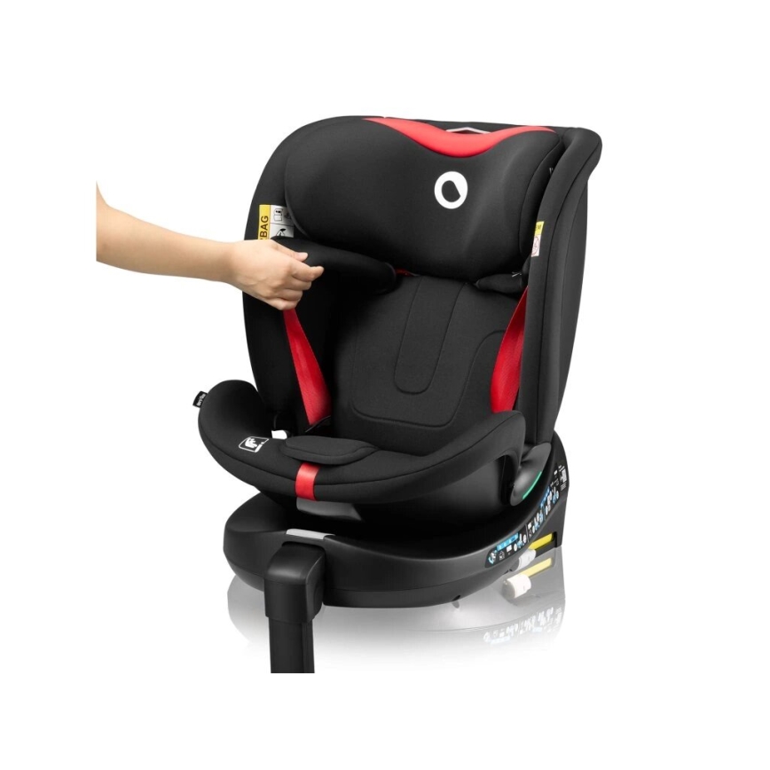 Lionelo - Vrtljiv avtosedež z bazo NAVY i-Size 40-150 cm črno/rdeč