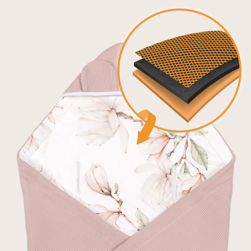 Lionelo - Zavijalka za avtosedež TRAVEL SWADDLE 90x90 cm Bež Magnolia