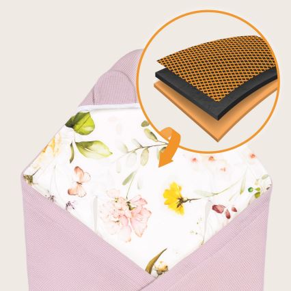 Lionelo - zavijalna odejica za avtosedež TRAVEL SWADDLE 90x90 cm, rožnata s cvetličnim vzorcem