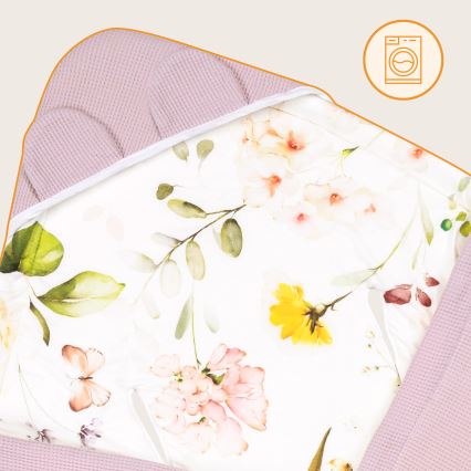 Lionelo - zavijalna odejica za avtosedež TRAVEL SWADDLE 90x90 cm, rožnata s cvetličnim vzorcem