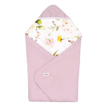 Lionelo - zavijalna odejica za avtosedež TRAVEL SWADDLE 90x90 cm Rožnato cvetje