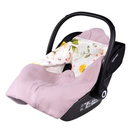 Lionelo - zavijalna odejica za avtosedež TRAVEL SWADDLE 90x90 cm Rožnato cvetje