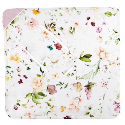 Lionelo - zavijalna odejica za avtosedež TRAVEL SWADDLE 90x90 cm Rožnato cvetje