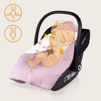 Lionelo - zavijalna odejica za avtosedež TRAVEL SWADDLE 90x90 cm Rožnato cvetje