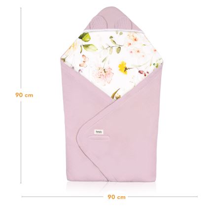 Lionelo - zavijalna odejica za avtosedež TRAVEL SWADDLE 90x90 cm Rožnato cvetje