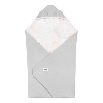 Lionelo - Zavijalna odejica za avtosedež TRAVEL SWADDLE 90x90 cm Siva Balon