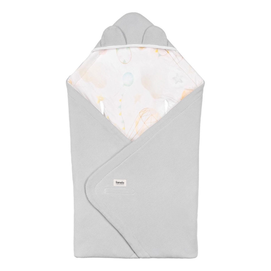 Lionelo - Zavijalna odejica za avtosedež TRAVEL SWADDLE 90x90 cm Siva Balon