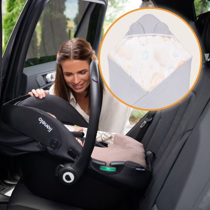 Lionelo - Zavijalna odejica za avtosedež TRAVEL SWADDLE 90x90 cm Siva Balon