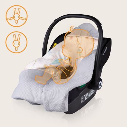 Lionelo - Zavijalna odejica za avtosedež TRAVEL SWADDLE 90x90 cm Siva Balon