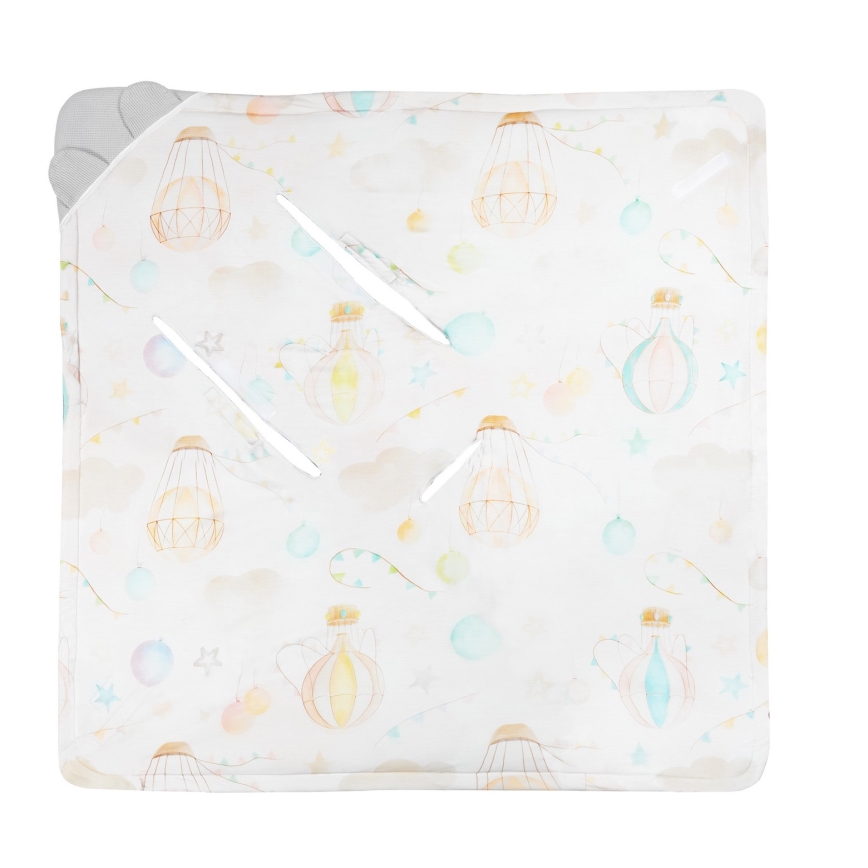 Lionelo - Zavijalna odejica za avtosedež TRAVEL SWADDLE 90x90 cm Siva Balon