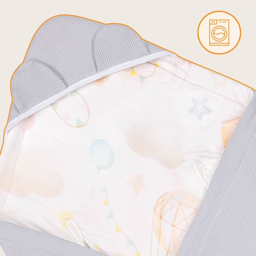 Lionelo - Zavijalna odejica za avtosedež TRAVEL SWADDLE 90x90 cm Siva Baloon