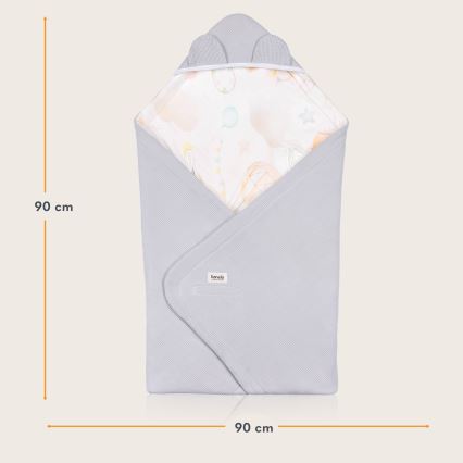 Lionelo - Zavijalna odejica za avtosedež TRAVEL SWADDLE 90x90 cm Siva Baloon