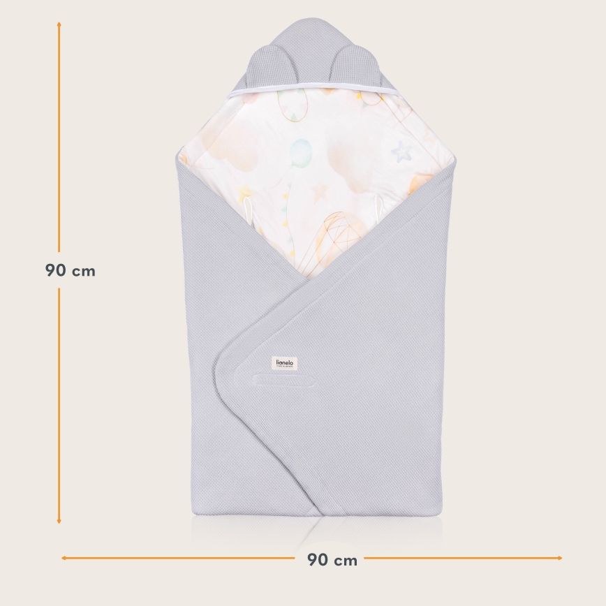 Lionelo - Zavijalna odejica za avtosedež TRAVEL SWADDLE 90x90 cm Siva Baloon