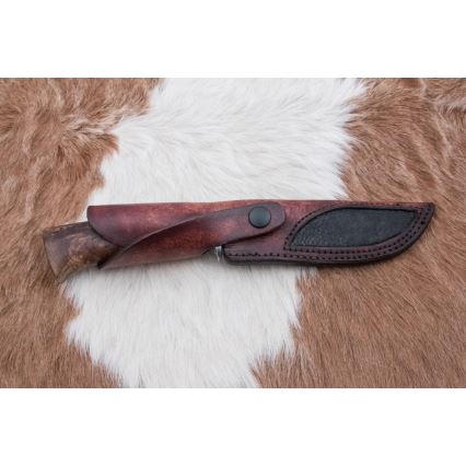 Lovski nož iz damaščanskega jekla 13 cm topol/ebenovina