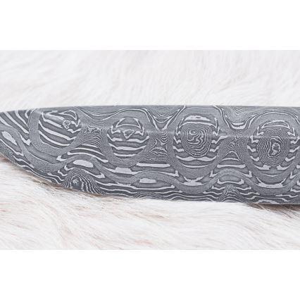 Lovski nož iz damaščanskega jekla 13 cm topol/ebenovina