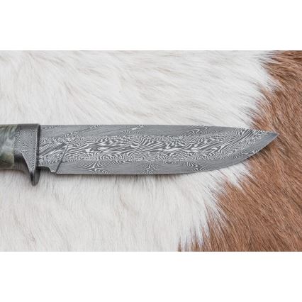 Lovski nož iz damaščanskega jekla 14 cm kostanj