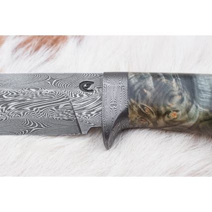 Lovski nož iz damaščanskega jekla 14 cm kostanj