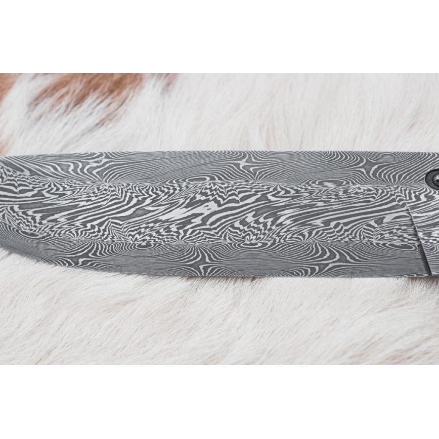 Lovski nož iz damaščanskega jekla 14 cm kostanj