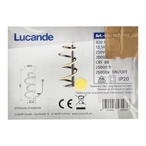 Lucande - LED Zatemnitvena namizna svetilka MILORA LED/13,5W/230V