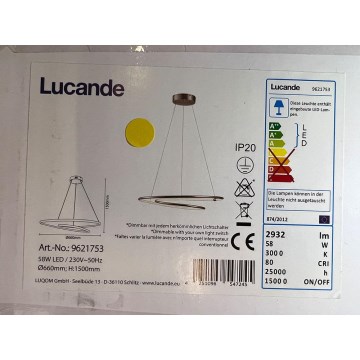 Lucande - LED Zatemnitveni lestenec na vrvici MIRASU LED/58W/230V