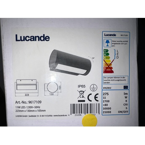 Lucande - LED Zunanja stenska svetilka BOHDAN LED/11W/230V IP65