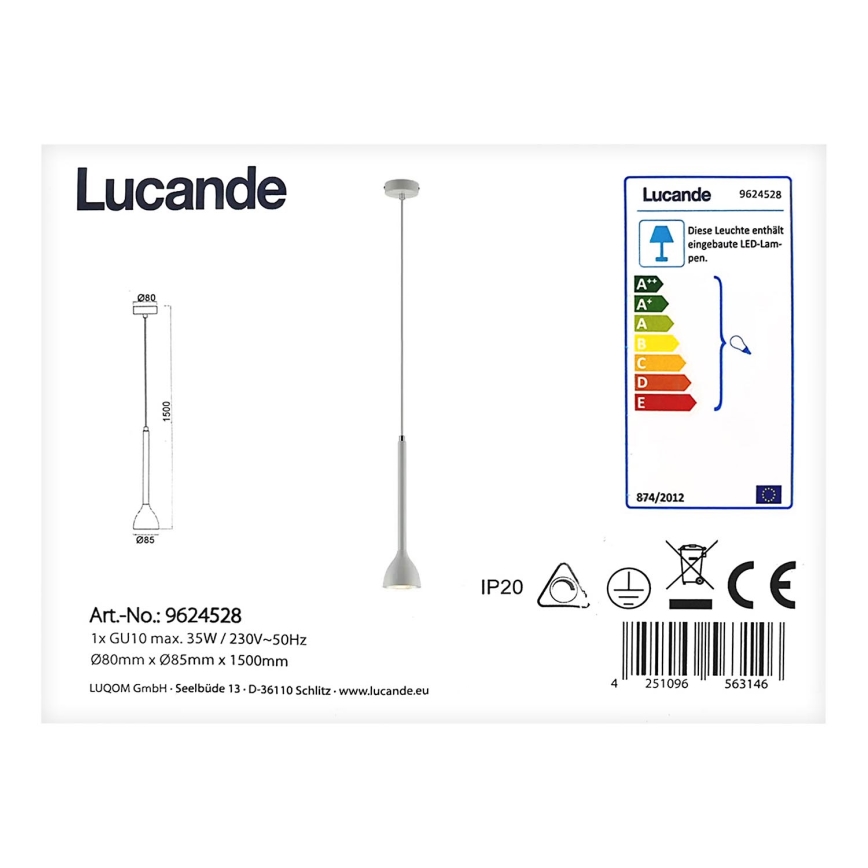 Lucande - Lestenec na vrvici NORDWIN 1xGU10/35W/230V