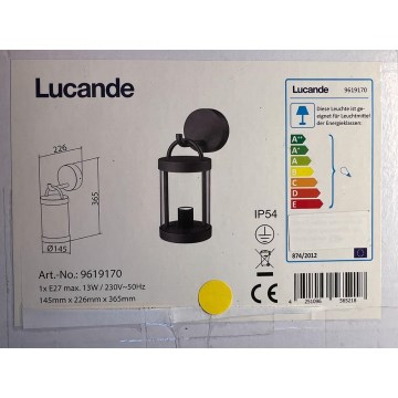 Lucande - Zunanja stenska svetilka CASSIAN 1xE27/60W/230V IP54