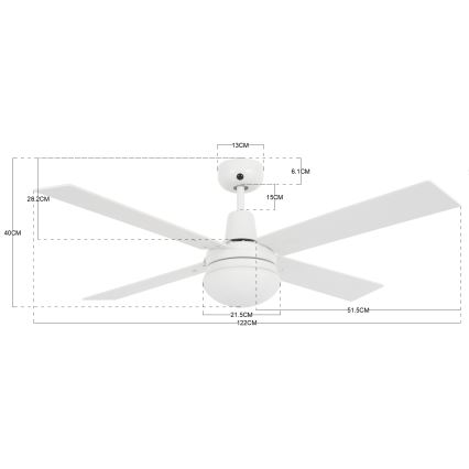 Lucci Air 210339 - Stropni ventilator AIRFUSION QUEST 1xE27/60W/230V bela/les + Daljinski upravljalnik