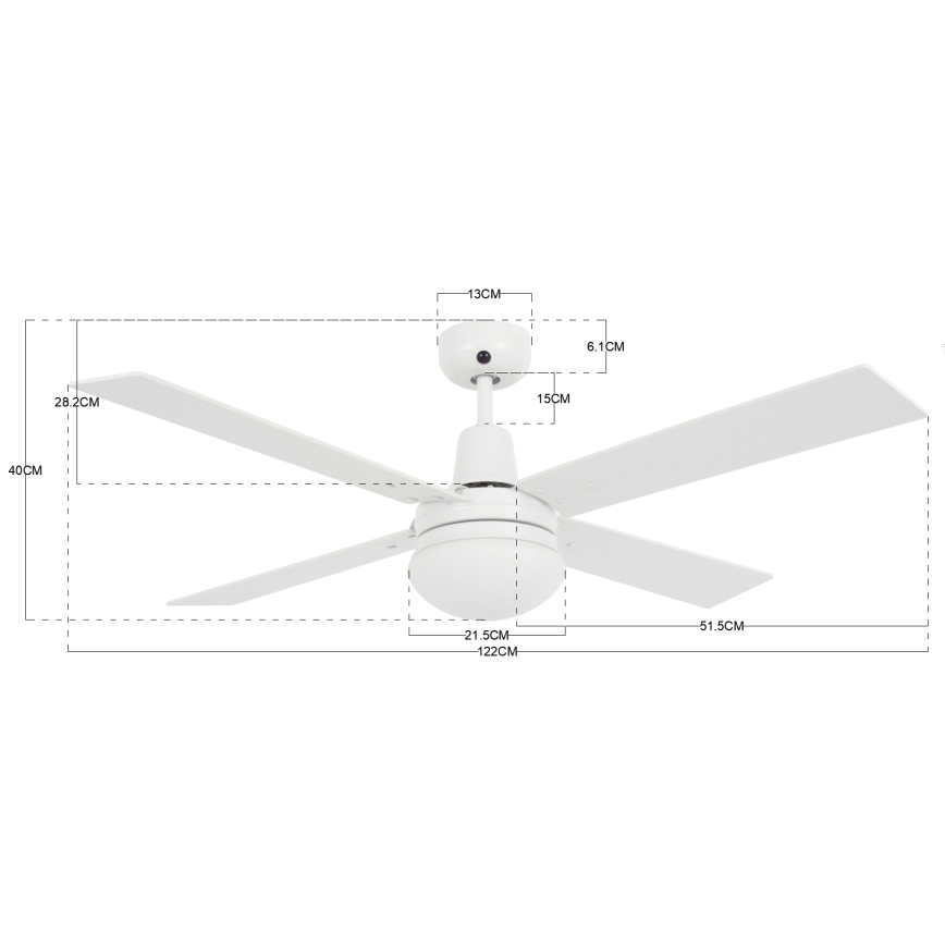 Lucci Air 210339 - Stropni ventilator AIRFUSION QUEST 1xE27/60W/230V bela/les + Daljinski upravljalnik