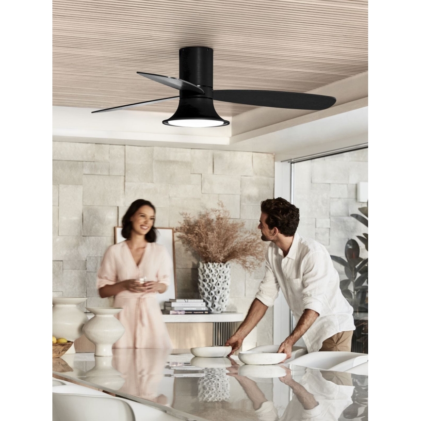 Lucci Air 210662 - LED Zatemnitveni stropni ventilator FLUSSO 1xGX53/18W/230V les/črna + Daljinski upravljalnik