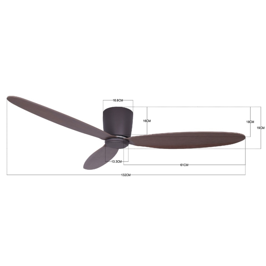 Lucci air 212883 - Stropni ventilator AIRFUSION RADAR, lesena/rjava, premer 132 cm + daljinski upravljalnik