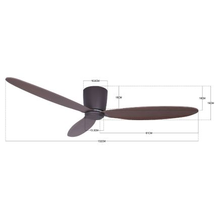 Lucci air 212883 - Stropni ventilator AIRFUSION RADAR, lesena/rjava, premer 132 cm + daljinski upravljalnik
