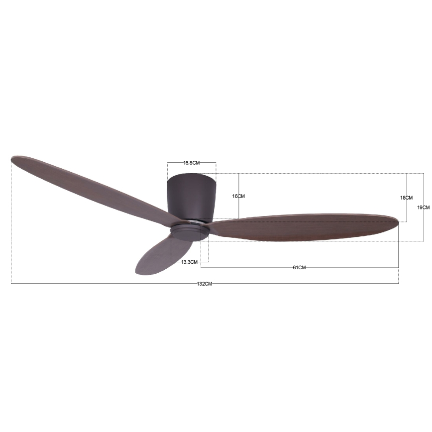 Lucci air 212883 - Stropni ventilator AIRFUSION RADAR, lesena/rjava, premer 132 cm + daljinski upravljalnik